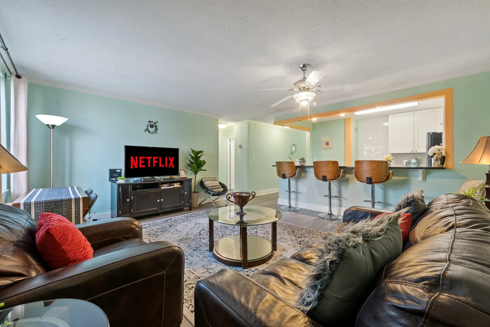 Furnished living room and shared spaces